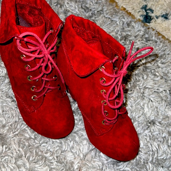 Red Ankle Booties - Picture 2 of 4